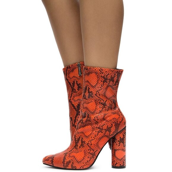 SNAKESKIN IS THE TIME  CHUNKY  ANKLE HEEL - Picture 5 of 7